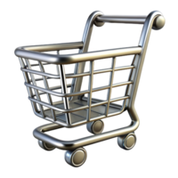dazzling melancholic vintage A single, stylized shopping cart made of metallic lines. NO BACKGROUND with Transparent Background. professional png
