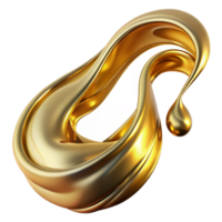 breathtaking avant-garde A flowing, abstract liquid stream in metallic gold. NO BACKGROUND with Transparent Background. ultra HD png