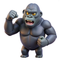 captivating tranquil classic A gorilla beating its chest, NO BACKGROUND with Transparent Background. crisp png