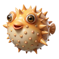 captivating modern A pufferfish inflated, NO BACKGROUND with Transparent Background. ultra HD png
