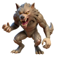 splendid inspired A snarling werewolf, mid-transformation, fur and claws visible. NO BACKGROUND with Transparent Background. png