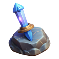 whimsical hypnotic A gleaming magical sword, embedded in a stone. NO BACKGROUND with Transparent Background. elite png