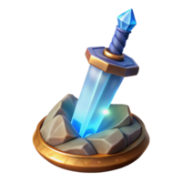 exemplary baroque A gleaming magical sword, embedded in a stone. NO BACKGROUND with Transparent Background. luxury png