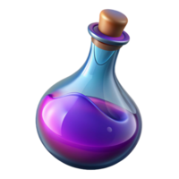 magnificent bold avant-garde A single, glistening potion bottle, filled with a swirling, colorful liquid. NO BACKGROUND with Transparent Background. authentic png