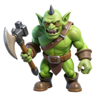 spectacular timeless A menacing orc, wielding a crude axe. NO BACKGROUND with Transparent Background. png