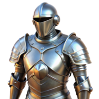 majestic tranquil mid-century A gleaming suit of plate armor, polished and ready for battle. NO BACKGROUND with Transparent Background. ultra HD png