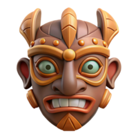 dreamy elegant A stylized tribal mask, with intricate carvings. NO BACKGROUND with Transparent Background. handcrafted png