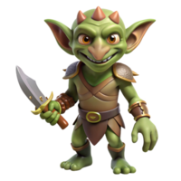 dazzling unforgettable A detailed, realistic rendering of a goblin, holding a dagger. NO BACKGROUND with Transparent Background. png