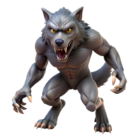 beautiful quintessential A fierce werewolf mid-transformation, NO BACKGROUND with Transparent Background. png