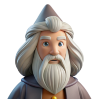 serene sought-after A wise old wizard with a long white beard, NO BACKGROUND with Transparent Background. png