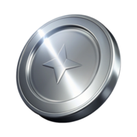 dramatic harmonious impressionist A single, shining silver coin, NO BACKGROUND with Transparent Background. top-tier png