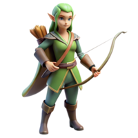 captivating nordic A beautiful elf archer with a bow and arrow, NO BACKGROUND with Transparent Background. top-tier png