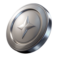 exquisite impressionist A single, shining silver coin, NO BACKGROUND with Transparent Background. handcrafted png
