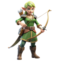 stunning ethereal creative A beautiful elf archer with a bow and arrow, NO BACKGROUND with Transparent Background. high resolution png