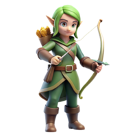 serene modern A beautiful elf archer with a bow and arrow, NO BACKGROUND with Transparent Background. elite png