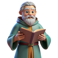 splendid harmonious surreal A wise old sage with a book, NO BACKGROUND with Transparent Background. top-tier png