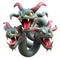 iconic futuristic A fierce hydra with multiple heads, NO BACKGROUND with Transparent Background. gallery standard png