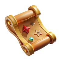 dazzling mysterious artistic A single, ornate treasure map, NO BACKGROUND with Transparent Background. 4K png