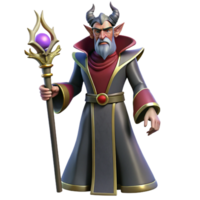 glorious melancholic vintage A powerful warlock with a demonic staff, NO BACKGROUND with Transparent Background. flawless png