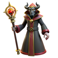 enchanting passionate elegant A powerful warlock with a demonic staff, NO BACKGROUND with Transparent Background. artisan png