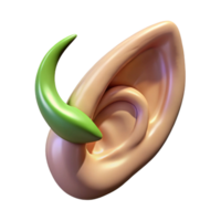 intense vibrant A beautiful elf ear, NO BACKGROUND with Transparent Background. authentic png