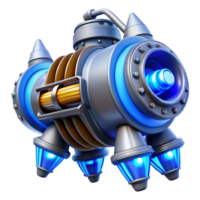 mysterious glorious Spaceship engine, glowing blue, detailed thrusters. NO BACKGROUND with Transparent Background. high quality png