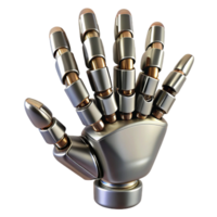 unparalleled bohemian Robot hand, metallic fingers, articulated joints. NO BACKGROUND with Transparent Background. genuine png