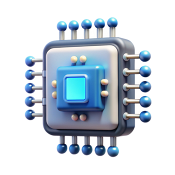 impressionnant minimaliste artificiel intelligence, ordinateur cœur, embrasé circuits. non Contexte avec transparent Contexte. sans faille png