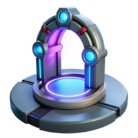 immaculate urban Teleportation device, glowing portal, futuristic technology. NO BACKGROUND with Transparent Background. gallery standard png
