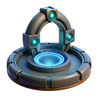 serene elegant Teleportation device, glowing portal, futuristic technology. NO BACKGROUND with Transparent Background. flawless png