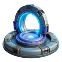 mesmerizing distinctive Teleportation device, glowing portal, futuristic technology. NO BACKGROUND with Transparent Background. png