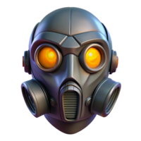 coveted classic Cyberpunk mask, glowing eyes, respiratory filter. NO BACKGROUND with Transparent Background. studio quality png