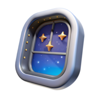 pristine unparalleled Spaceship window, futuristic design, view of stars, transparent. NO BACKGROUND with Transparent Background. png