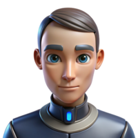 ethereal dazzling Android head, realistic human features, synthetic skin, advanced AI. NO BACKGROUND with Transparent Background. handcrafted png