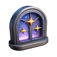 sumptuous celebrated Spaceship window, futuristic design, view of stars, transparent. NO BACKGROUND with Transparent Background. png
