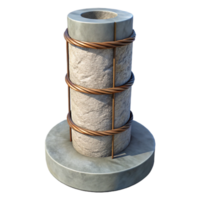 gorgeous dreamy urban Concrete pillar with rebar exposed NO BACKGROUND with Transparent Background. 8K png