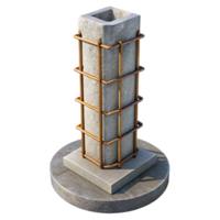 sumptuous ethereal vintage Concrete pillar with rebar exposed NO BACKGROUND with Transparent Background. gallery standard png