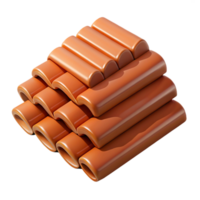 harmonious striking Stack of roof tiles NO BACKGROUND with Transparent Background. museum quality png