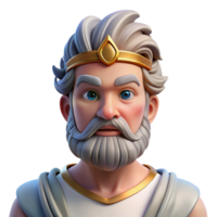 standout impressionist Zeus, King of the Gods, realistic portrait, NO BACKGROUND with Transparent Background. detailed png