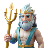 mesmerizing acclaimed Poseidon, God of the Sea, holding trident, NO BACKGROUND with Transparent Background. png