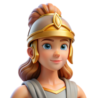 exquisite geometric Athena, Goddess of Wisdom, wearing helmet, NO BACKGROUND with Transparent Background. refined png
