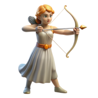 immaculate minimalist Artemis, Goddess of the Hunt, with bow and arrow, NO BACKGROUND with Transparent Background. elite png