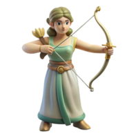 stunning urban Artemis, Goddess of the Hunt, with bow and arrow, NO BACKGROUND with Transparent Background. handcrafted png