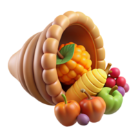 distinguished classic Cornucopia, horn of plenty, abundance, NO BACKGROUND with Transparent Background. authentic png