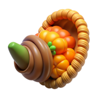 splendid joyful avant-garde Cornucopia, horn of plenty, abundance, NO BACKGROUND with Transparent Background. artisan png