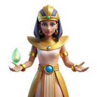 enchanting whimsical retro Isis, Egyptian goddess of magic, NO BACKGROUND with Transparent Background. studio quality png