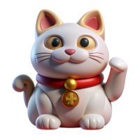 breathtaking distinctive Maneki-neko, Japanese beckoning cat, good luck, NO BACKGROUND with Transparent Background. png