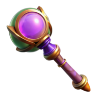 ethereal beautiful A powerful magic staff topped with a glowing orb. NO BACKGROUND with Transparent Background. genuine png