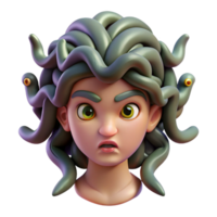 sumptuous bohemian A menacing medusa with snakes for hair and a piercing gaze. NO BACKGROUND with Transparent Background. gallery standard png