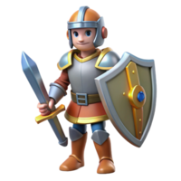 melancholic captivating A brave knight in shining armor with a sword and shield. NO BACKGROUND with Transparent Background. luxury png